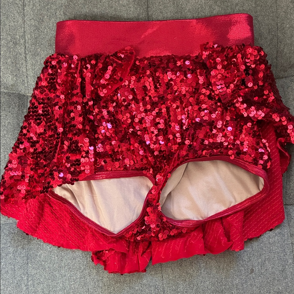 Balera Ultra Sparkle Red Sequin Back Panel Skirt